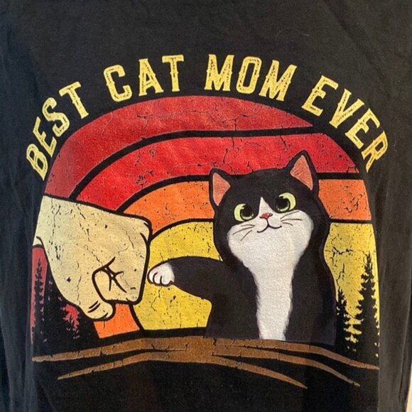 Best Cat Mom Ever Ladies T-Shirt Cat Lover Tuxedo Cat Kitten Black Siz… - Picture 2 of 8